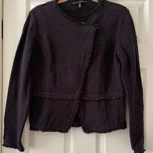 White House Black Market  Black and Navy  tweed moto jacket size Medium
